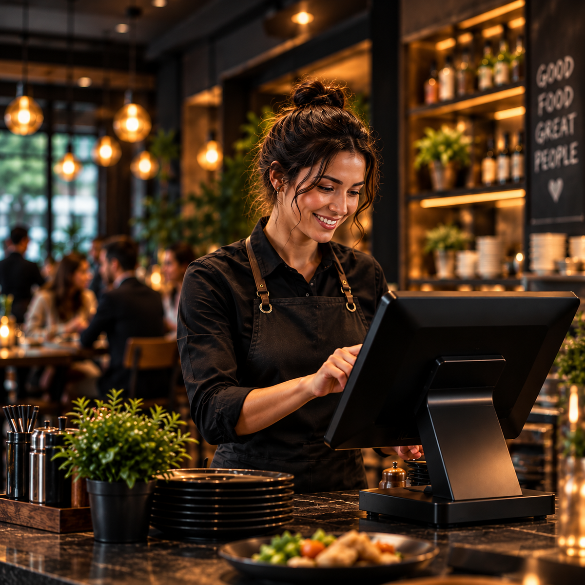 Restaurant employee using an ITFIXPOS terminal